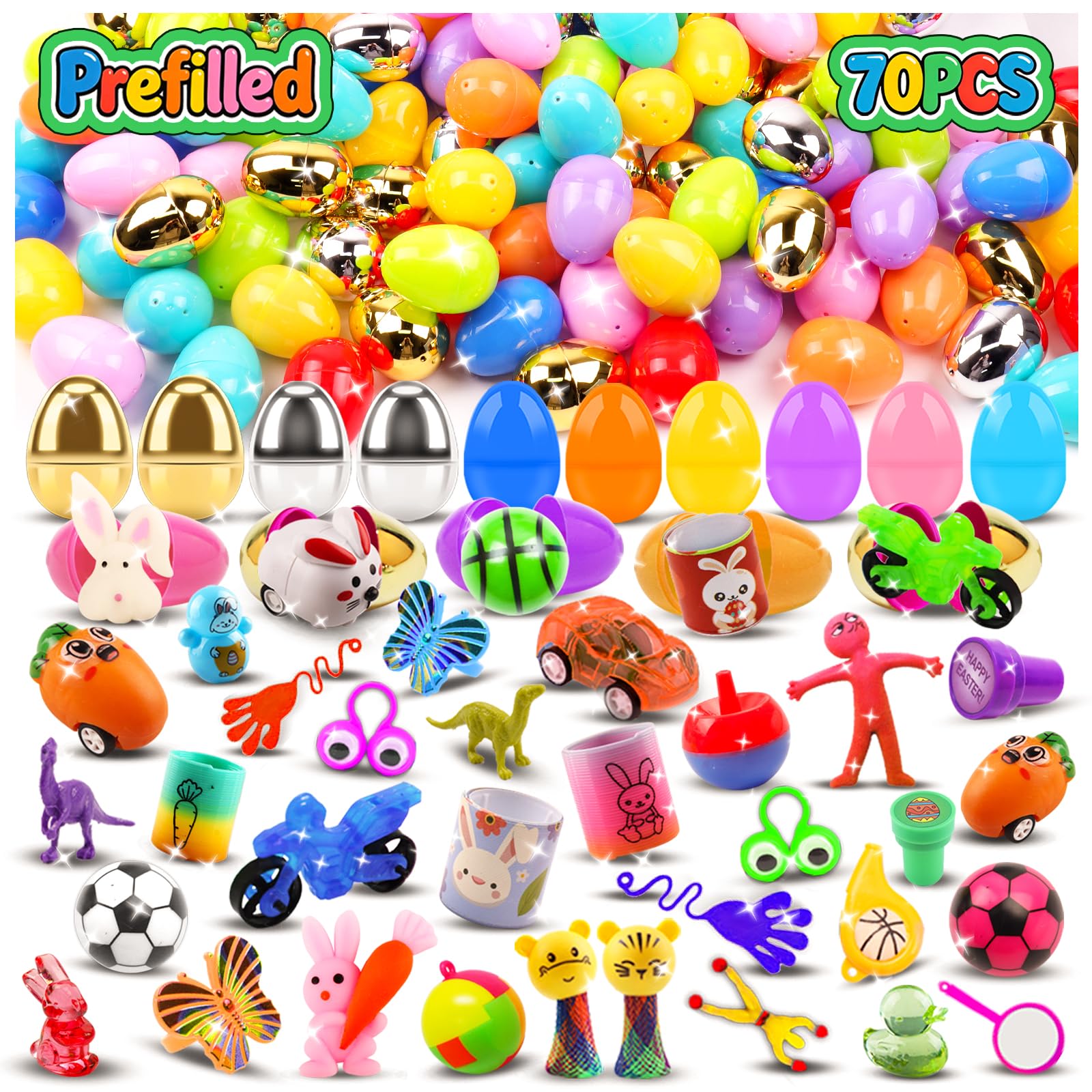 Amazon.com: Kiss Monkey 70 PCS Prefilled Easter Eggs with Toys